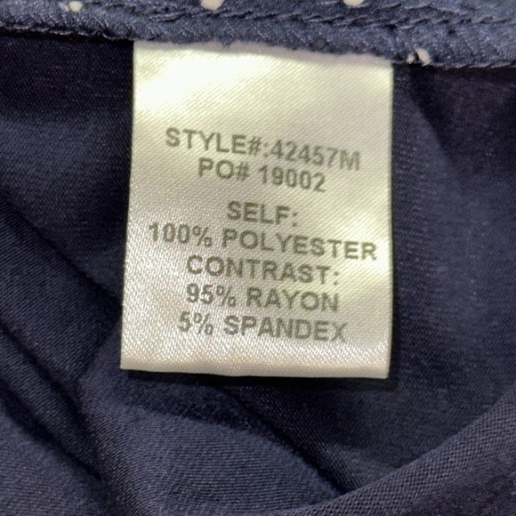 Skies are Blue Maternity Mixed Media Scalloped Neck Navy PolkaDot Top NWT XS - Picture 8 of 8